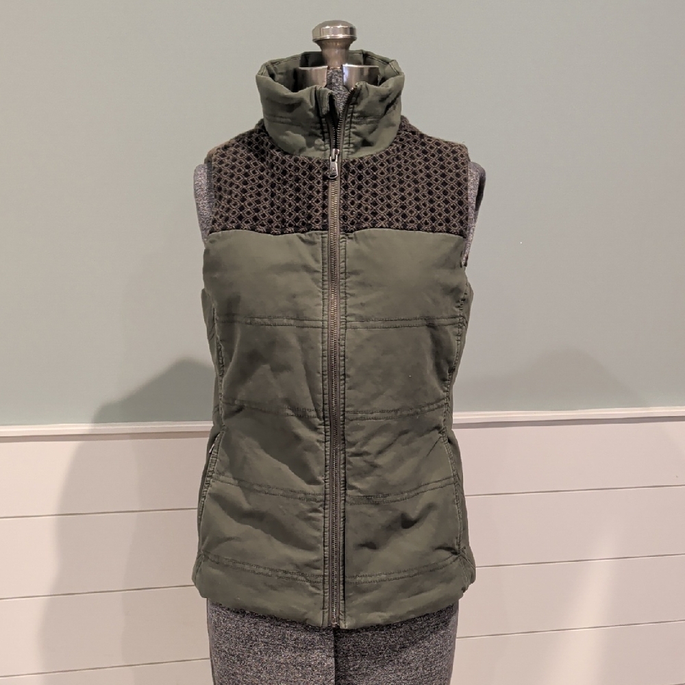 Prana Olive and Black Quilted Vest